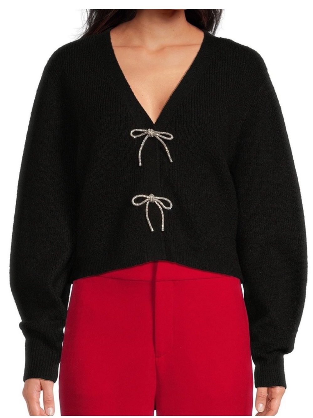 a loves a Black Rhinestone Bow Sweater sz S